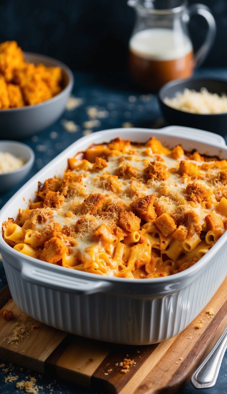 10 Must-Try Shredded Chicken Recipes for Easy, Flavor-Packed Meals You’ll Love 3 A bubbling casserole dish filled with creamy buffalo chicken pasta bake, topped with melted cheese and crispy breadcrumbs